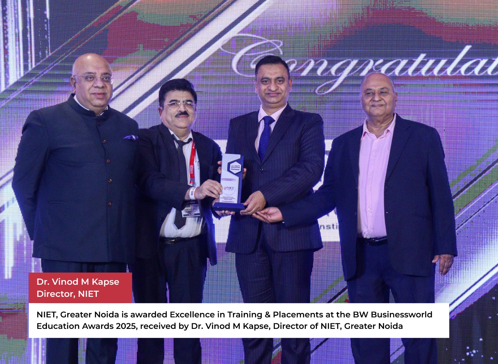 NIET awarded Excellence in Training & Placements